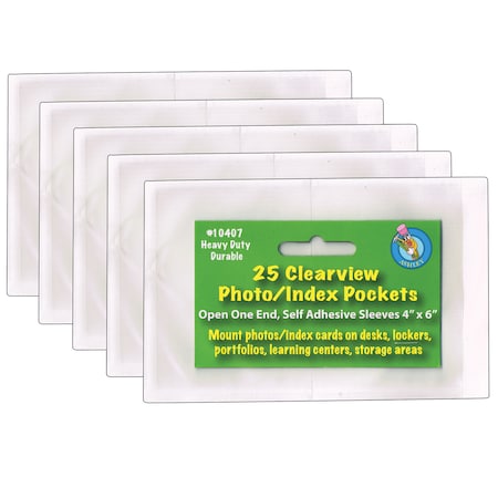 Self-Adhesive Photo/Index Card Pocket 4 X 6, 25/Pack, PK5